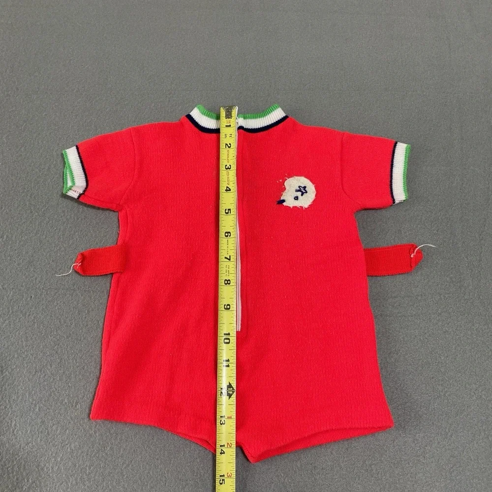 Vtg 70s Handmade One‎ Pc Jumpsuit Soft Spun boy knit 18 month Football Helmet